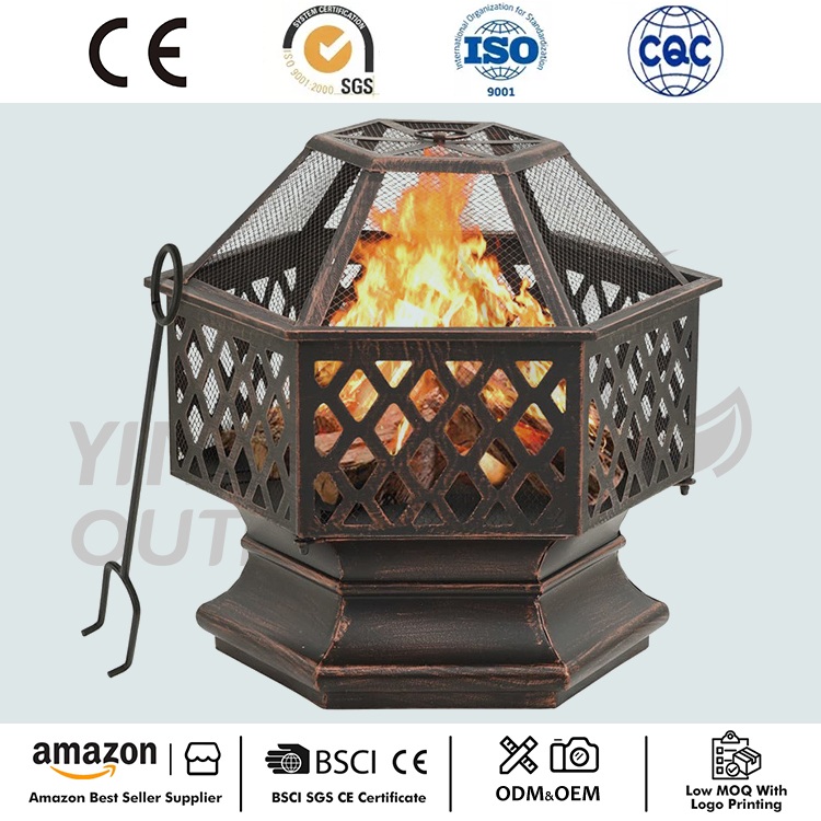 برنز چوب شش ضلعی گودال آتش فلزی